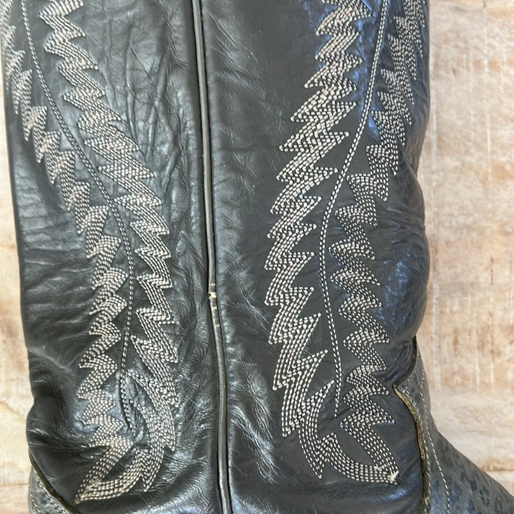 Justin Menās Western Cowboy Boots {Grey Bullhide} 9.5D - Picture 11 of 12
